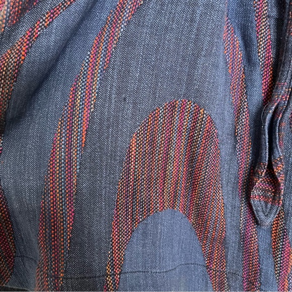 Cidra Anthro Ikat Ethnic Blue Short Flared Mini Skirt Waist Tie Womens Size 14 - Picture 7 of 11